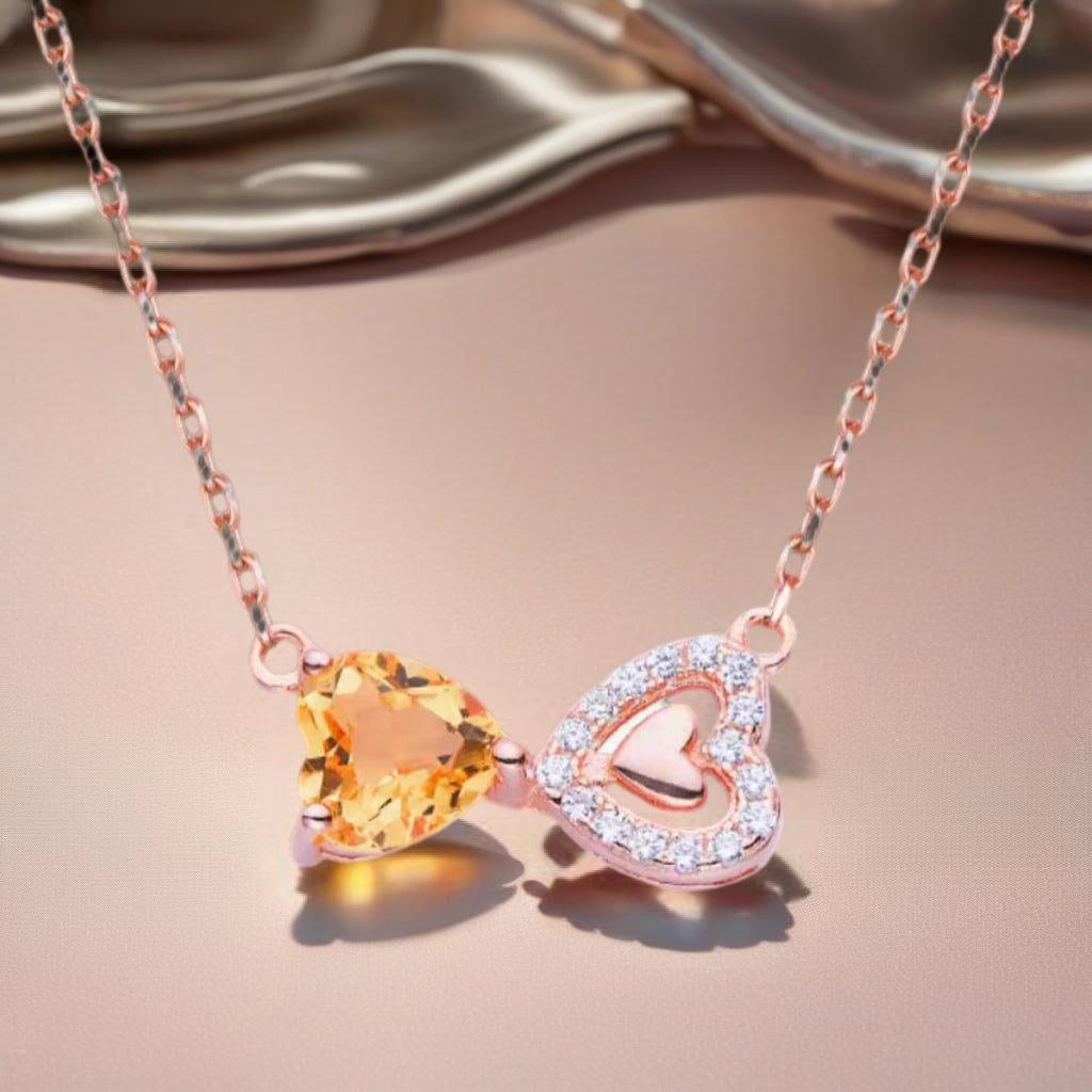 Citrine Heart Sterling Silver Necklace