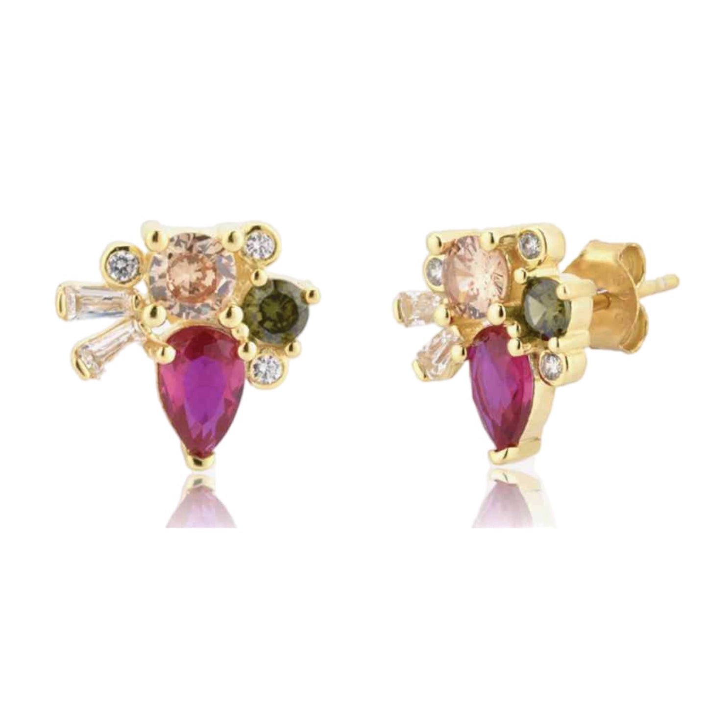 CZ Gold Stud Earrings