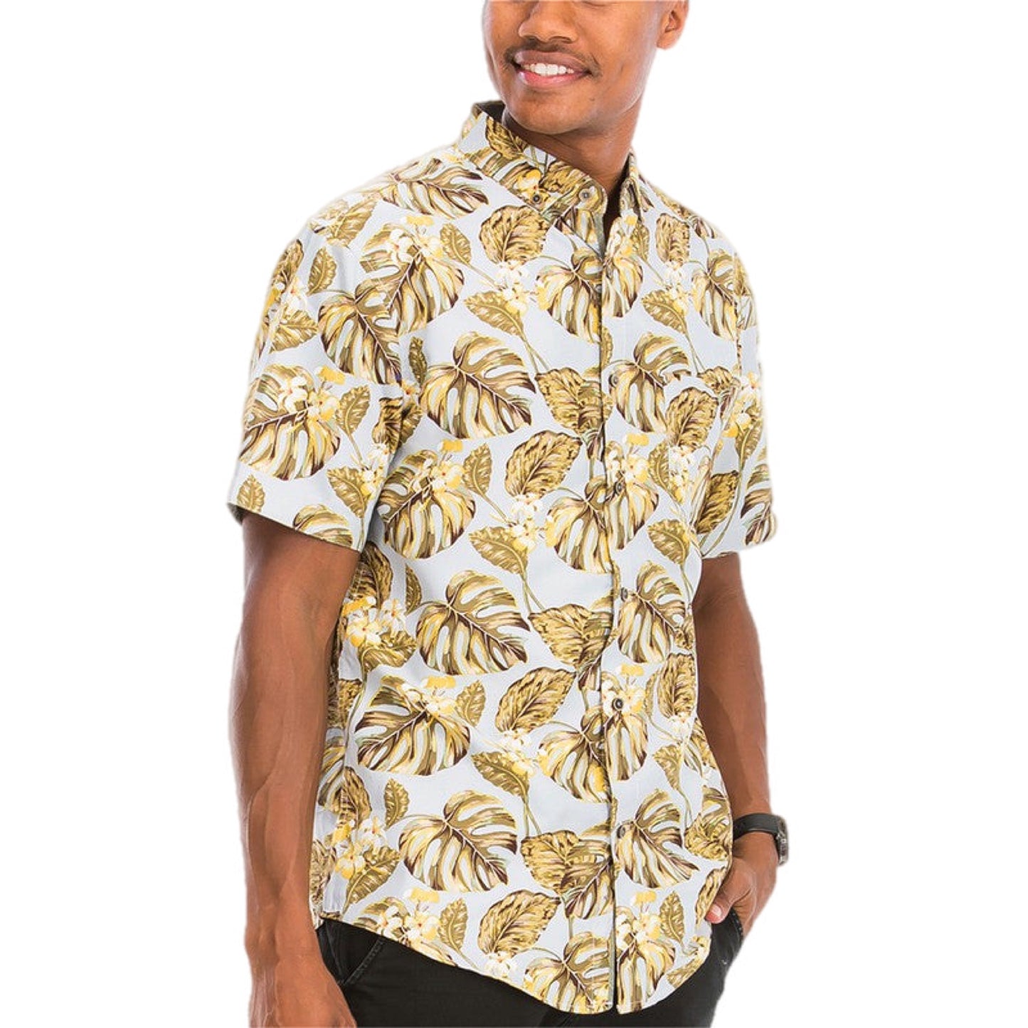 Hawaiian Print Button Down Shirt