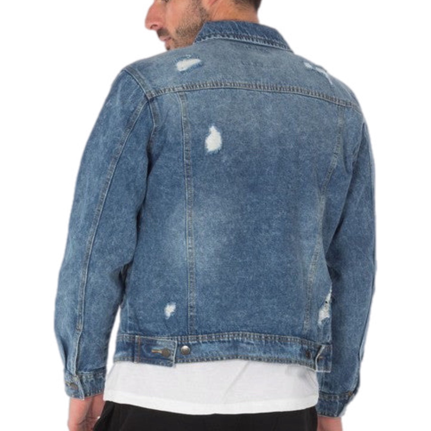 Distressed Vintage Roadster Denim Jacket