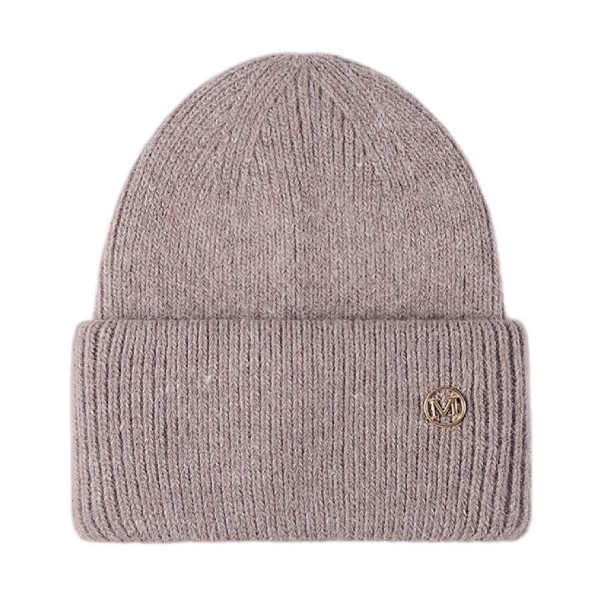 M Rib-Knit Cuff Beanie