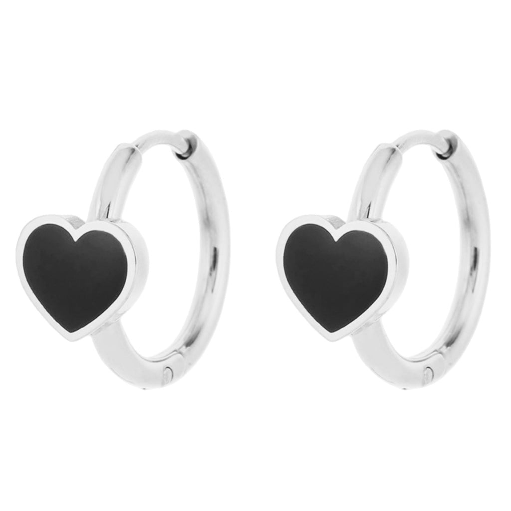 Stainless Steel Heart Huggie Earrings