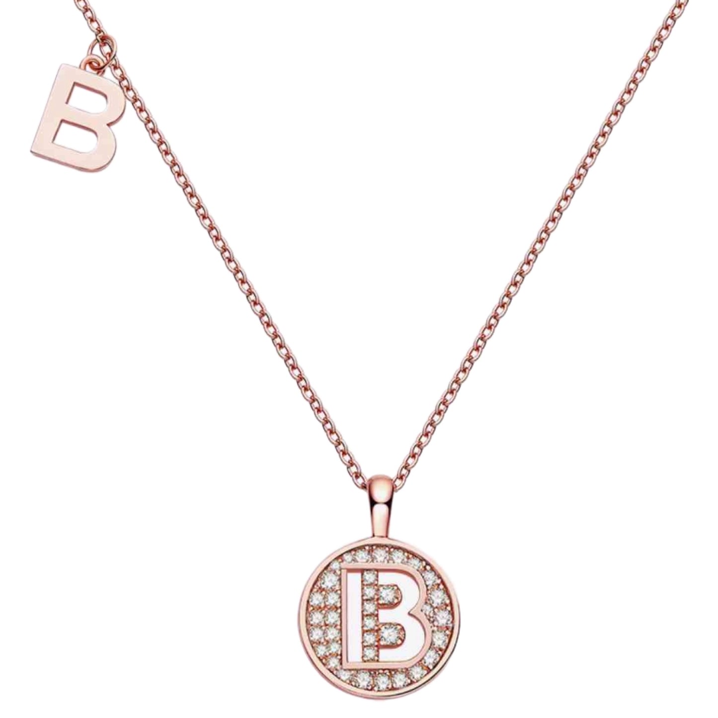 Moissanite Coin Initial Charm Necklace - A to J