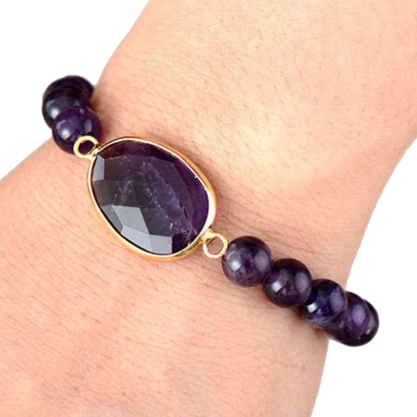 Amethyst Gold Gemstone Bracelet