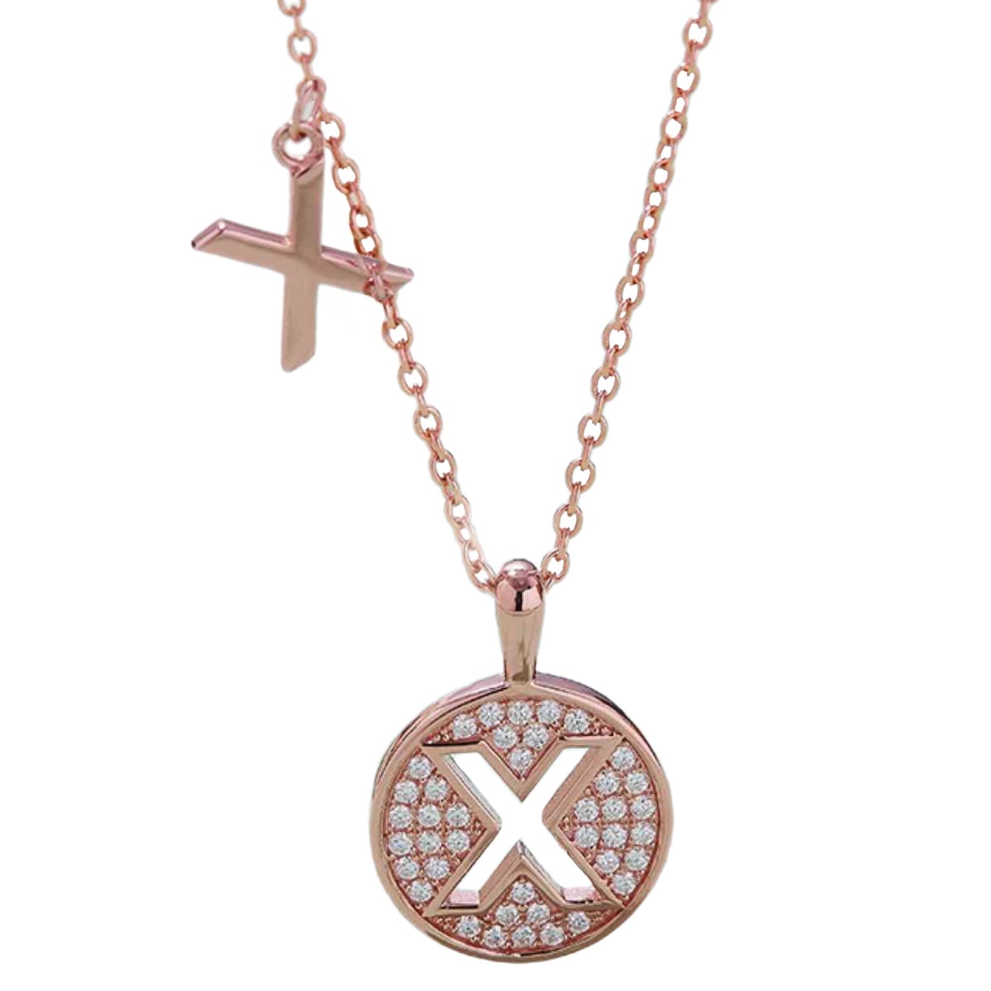 Rose Gold Moissanite Initial Charm Necklace - U to Z