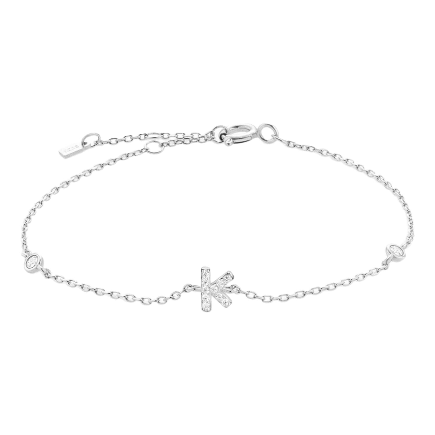 CZ Initial Charm Bracelet - G to K