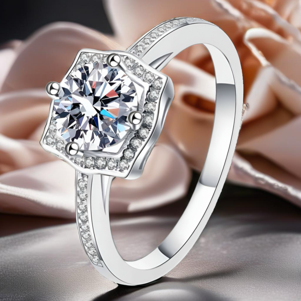 Sterling Silver 1 Carat Moissanite Ring