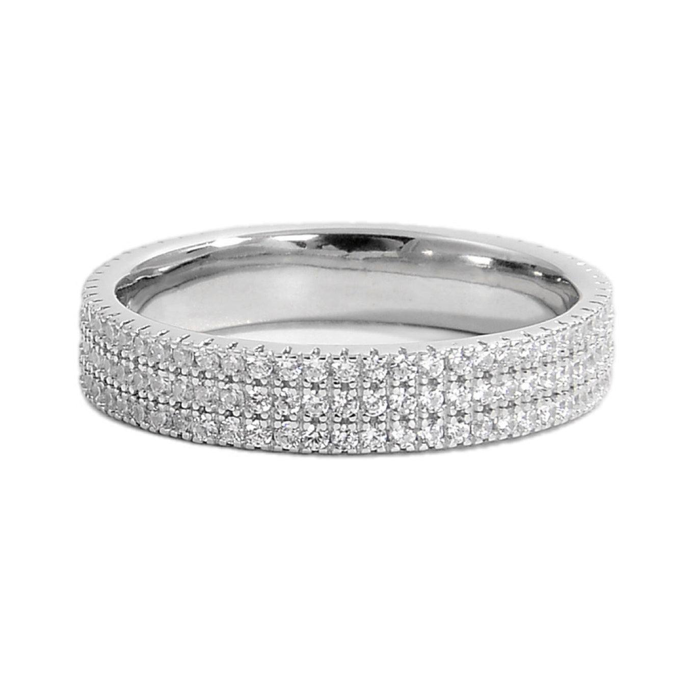 Pave Eternity Band Sterling Silver Ring