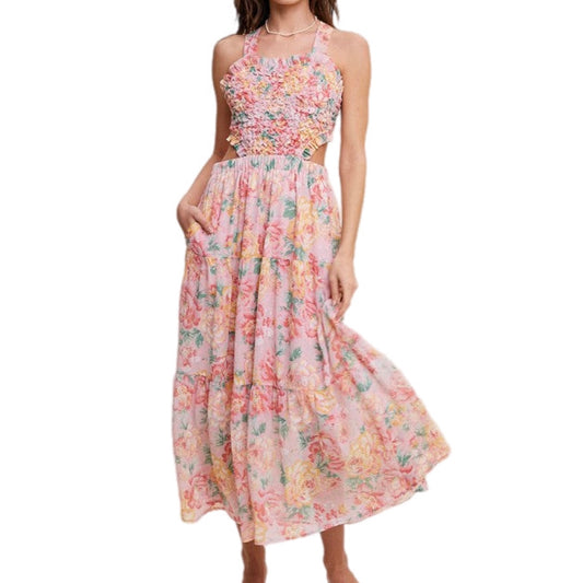 Floral Textured Two-Piece Maxi Dress