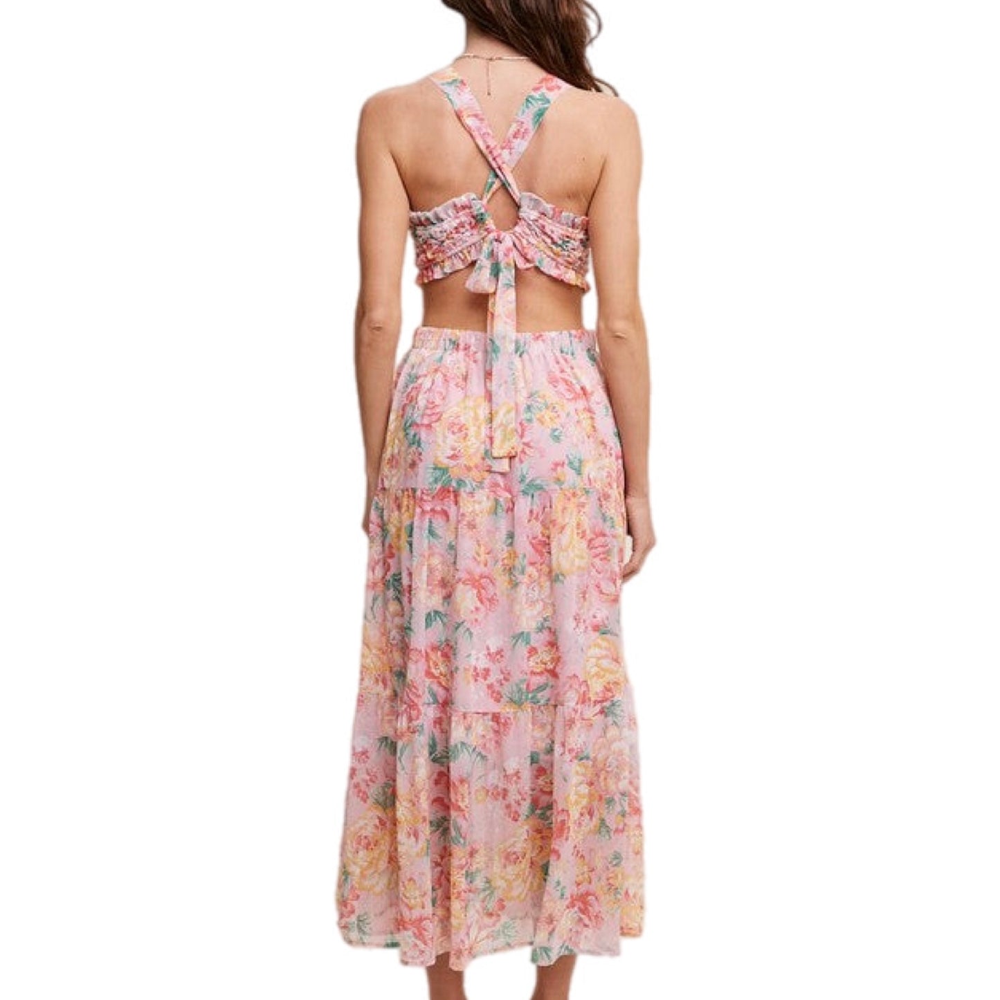 Floral Textured Two-Piece Maxi Dress