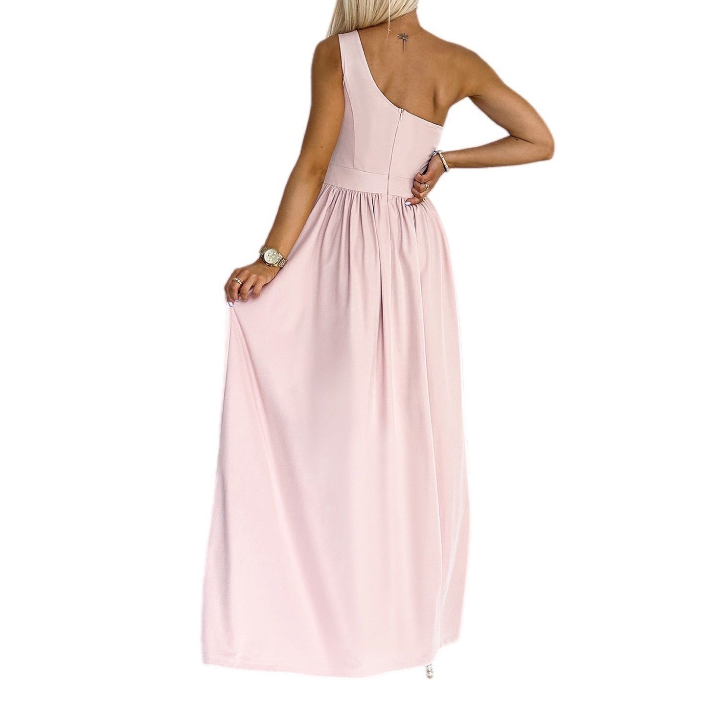 One-Shoulder Slit Maxi Dress