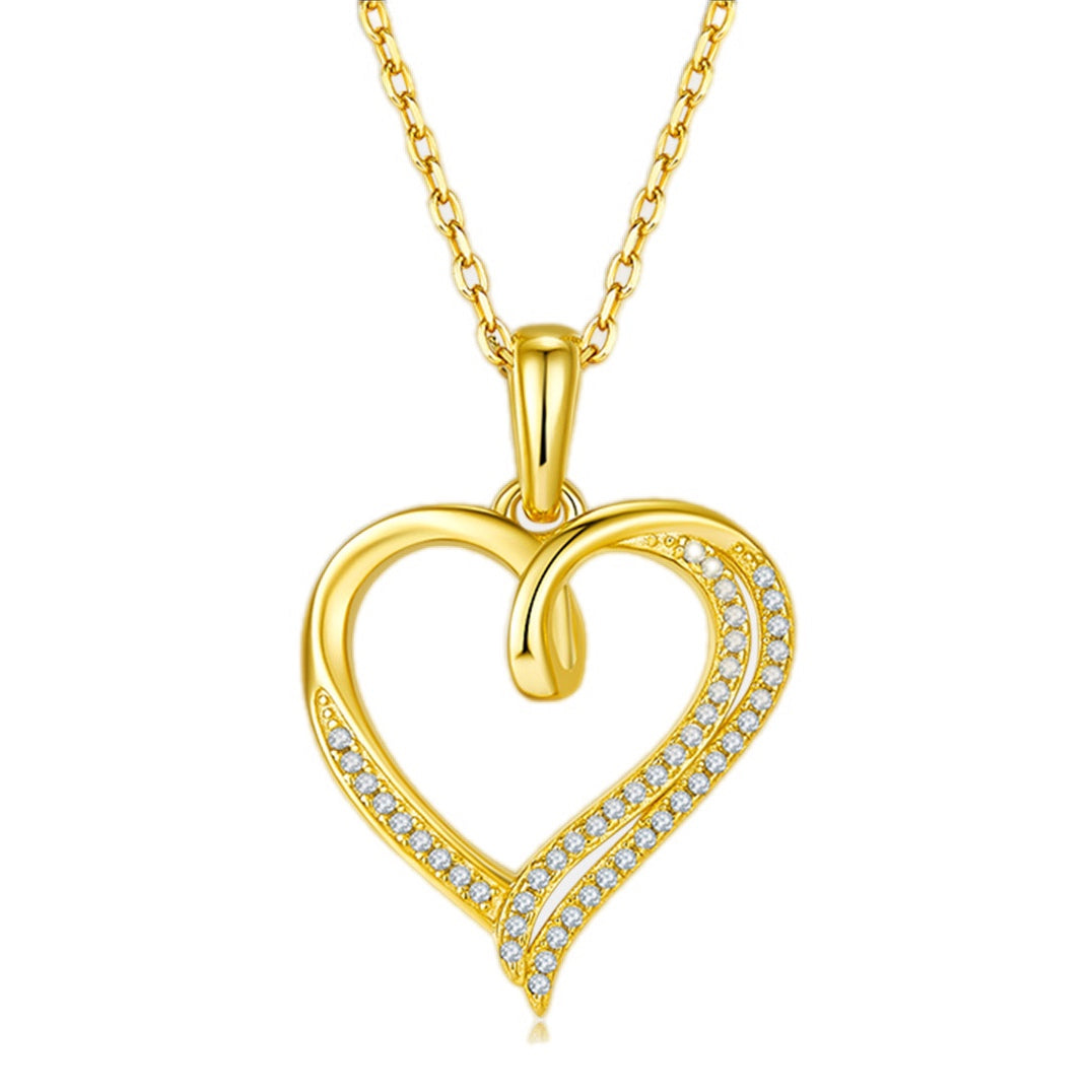 Moissanite Pave-Set Heart Pendant Necklace