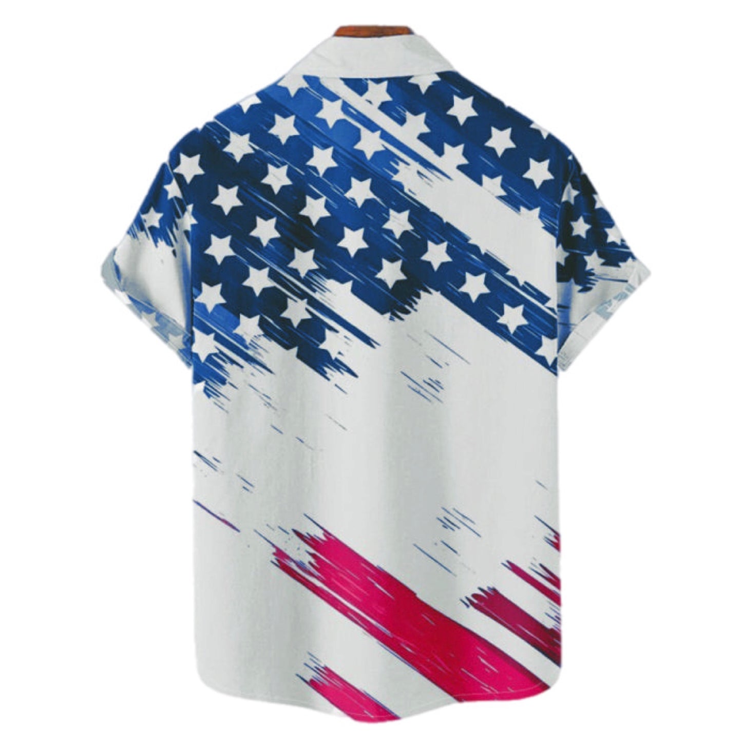 Short Sleeve Button Up American Flag Shirt