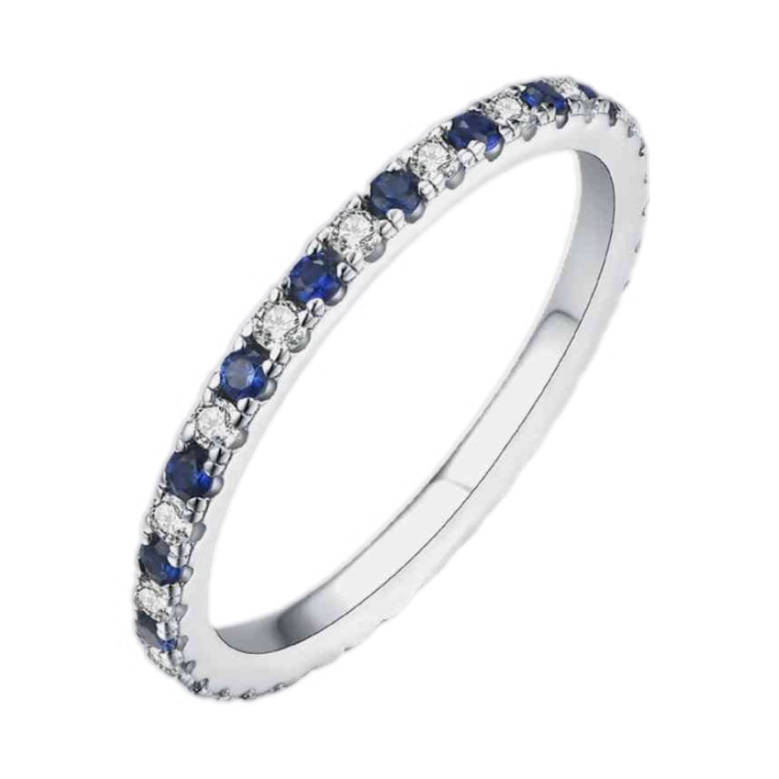 Sapphire & Moissanite Sterling Silver Ring