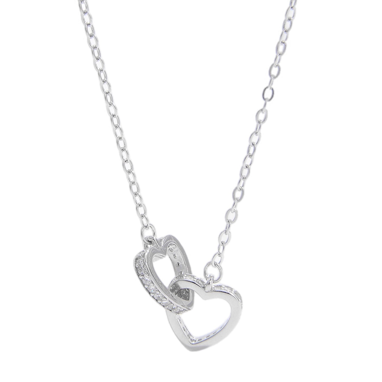 Silver Inlaid CZ Heart Necklace