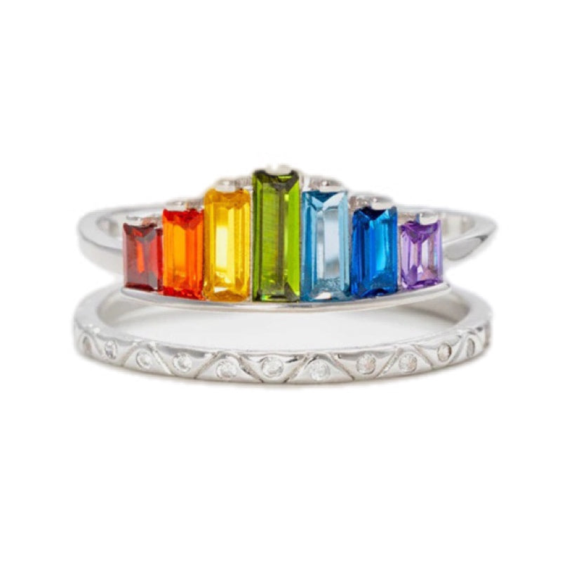 Double-Layered Radiant Spectrum Ring