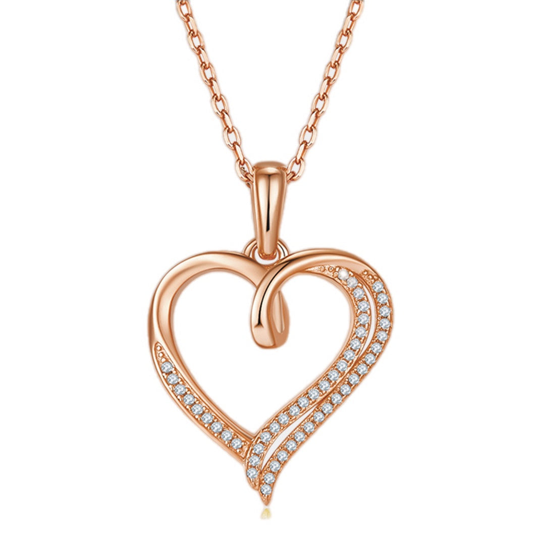 Moissanite Pave-Set Heart Pendant Necklace