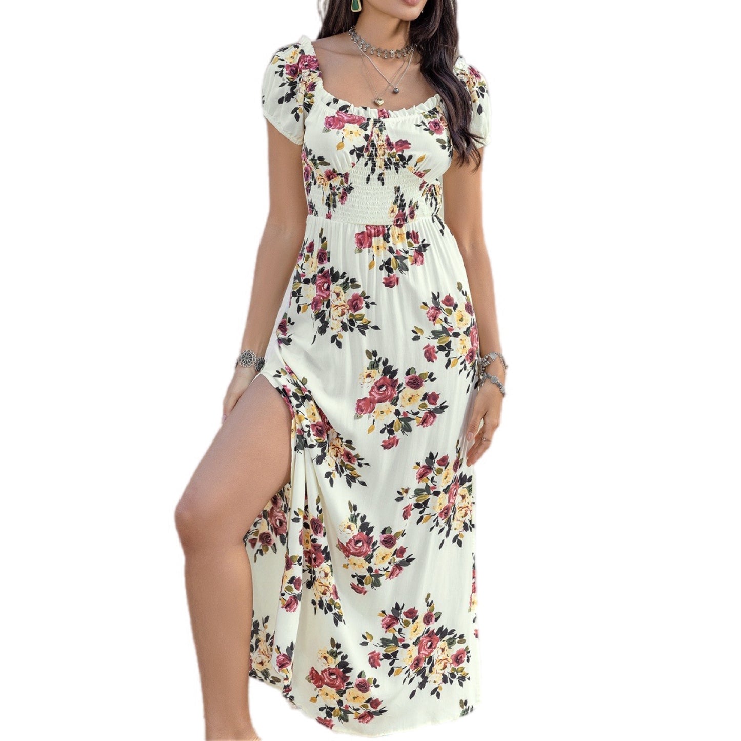 Floral Serenity Empire Waist Maxi Dress