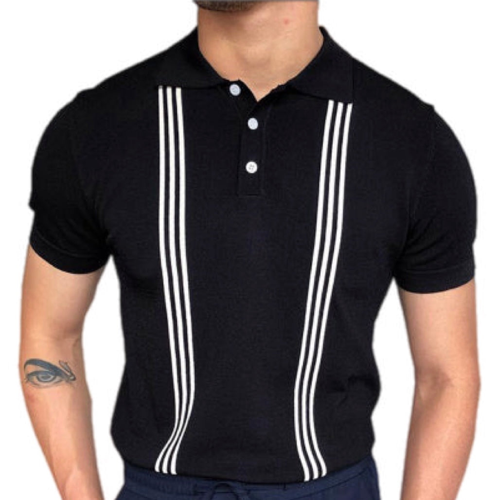 Black Short Sleeve Slim Polo