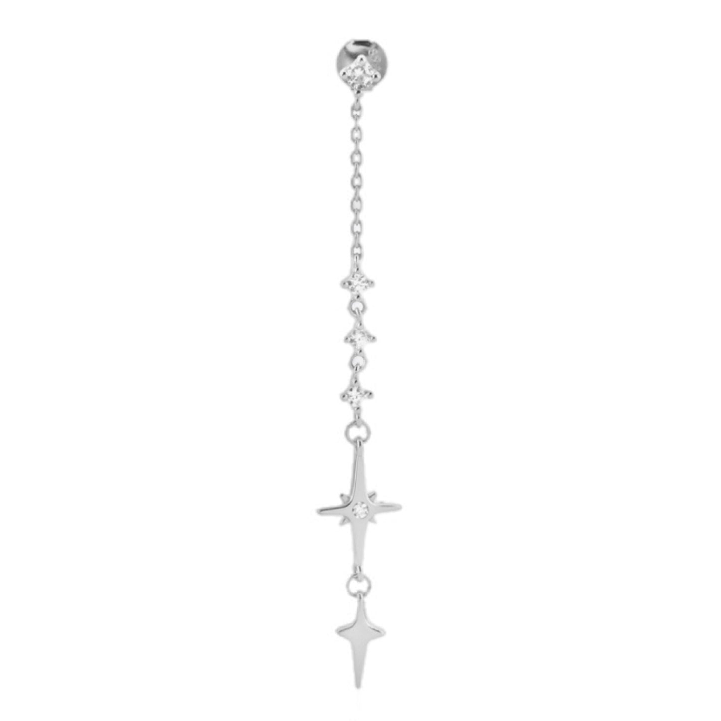 ZC Inlay Sterling Single Chain Earring