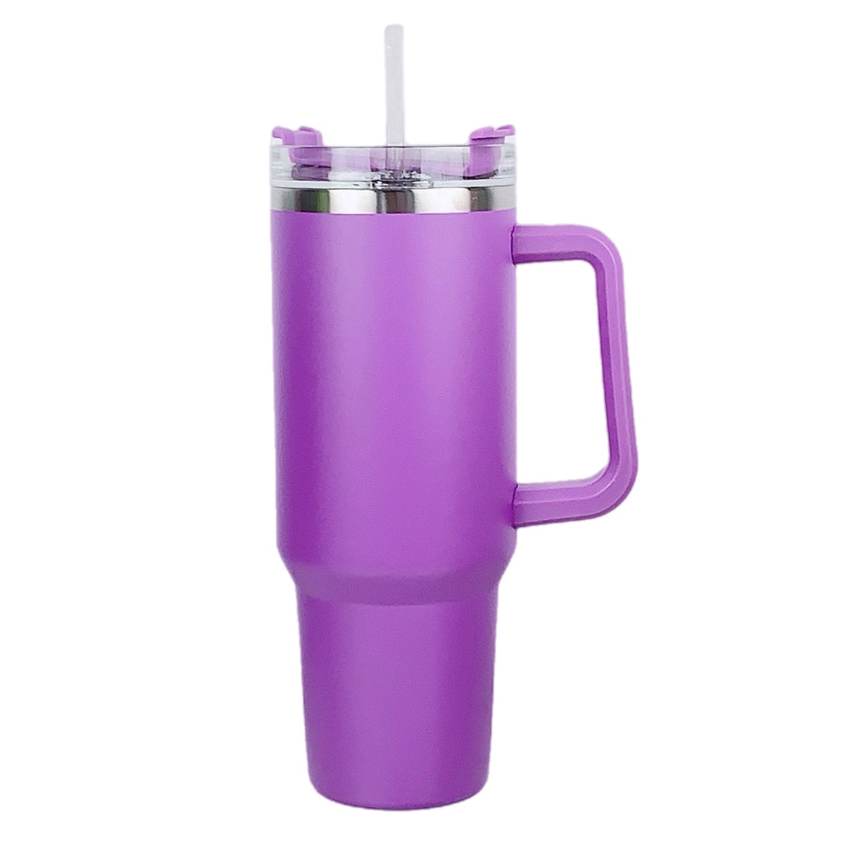 40 Oz Stainless Steel Tumbler with Handle and Straw