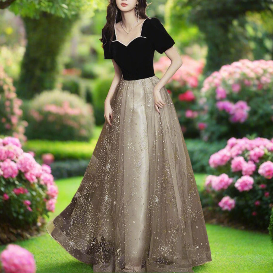 Black & Champagne Evening Gown