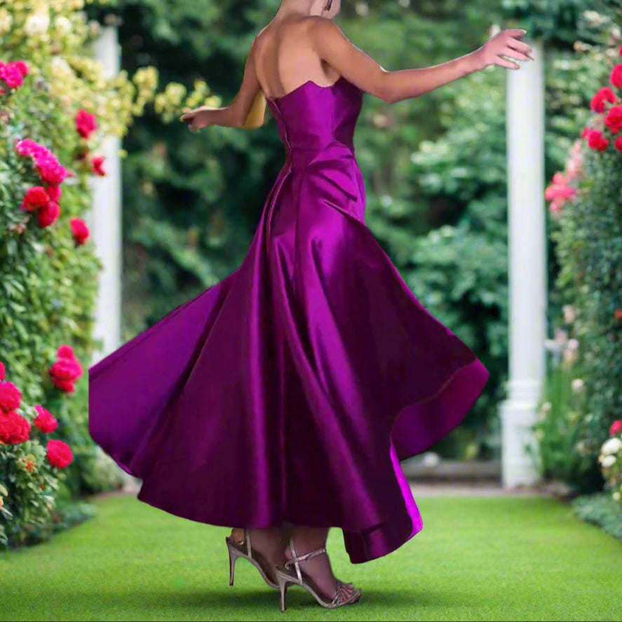 Rose Satin Strapless Gown