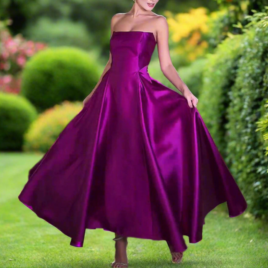 Rose Satin Strapless Gown