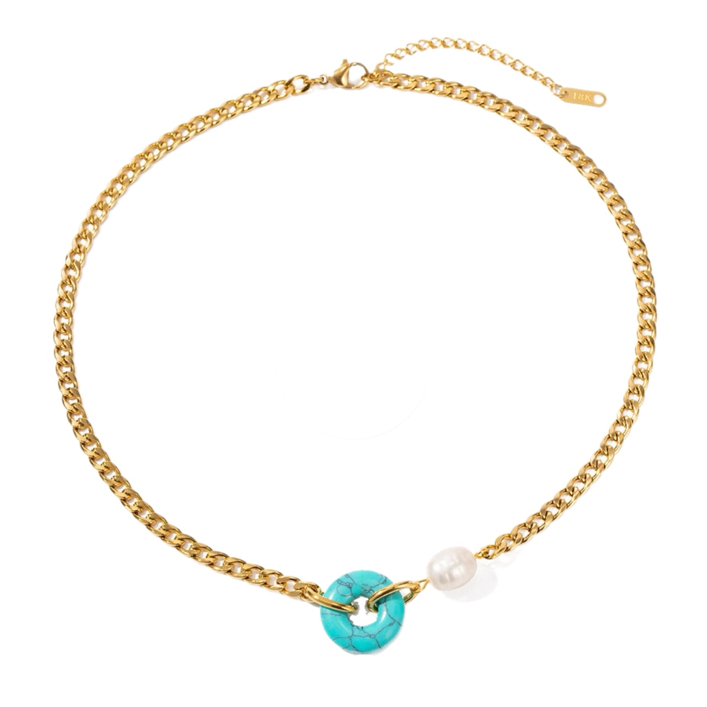 Gemstone Charm Gold Steel Necklace