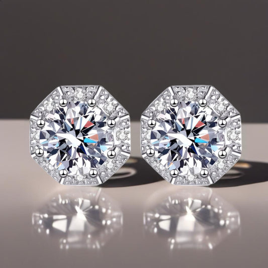 2 Carat Moissanite Sterling Silver Stud Earrings