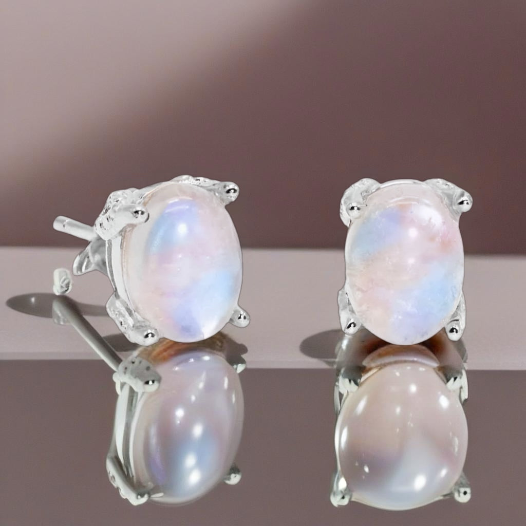 Natural Moonstone Stud Earrings