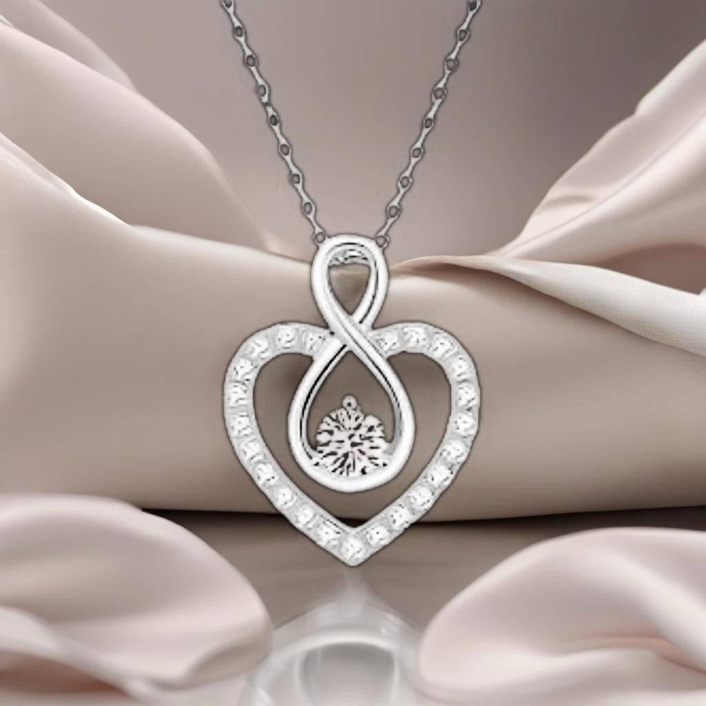 1 Carat Moissanite Sterling Silver Heart Necklace