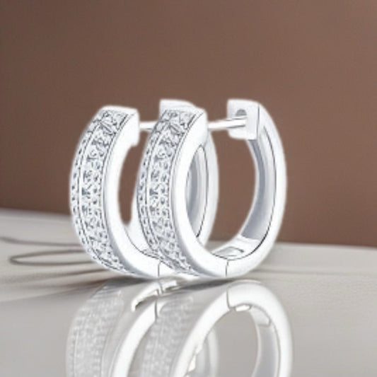 Moissanite Sterling Silver Huggie Earrings