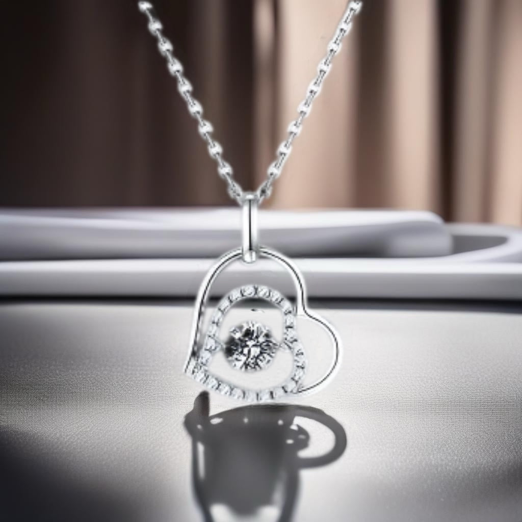 Moissanite Sterling Silver Heart Necklace