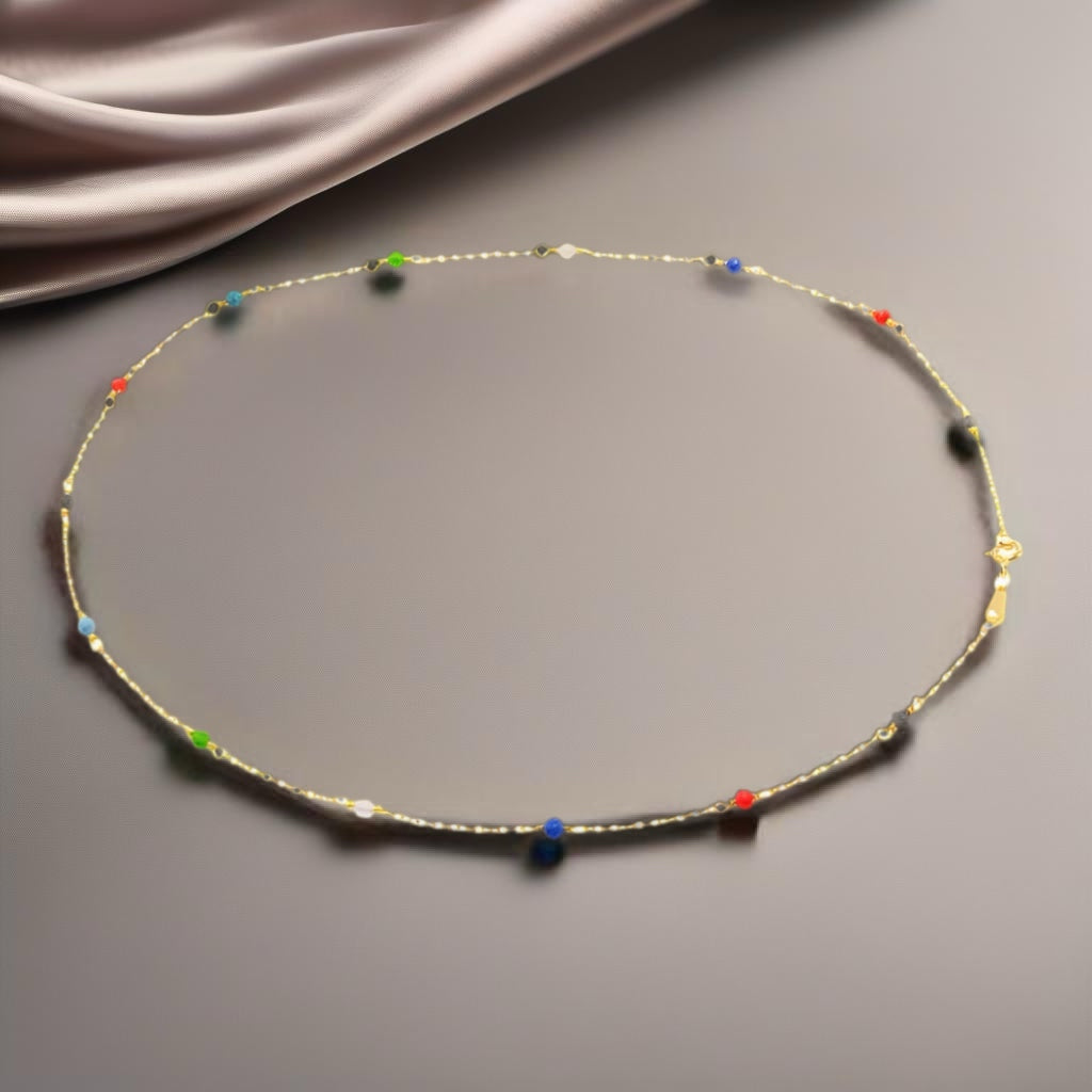 Gold Multicolored Beaded Necklace