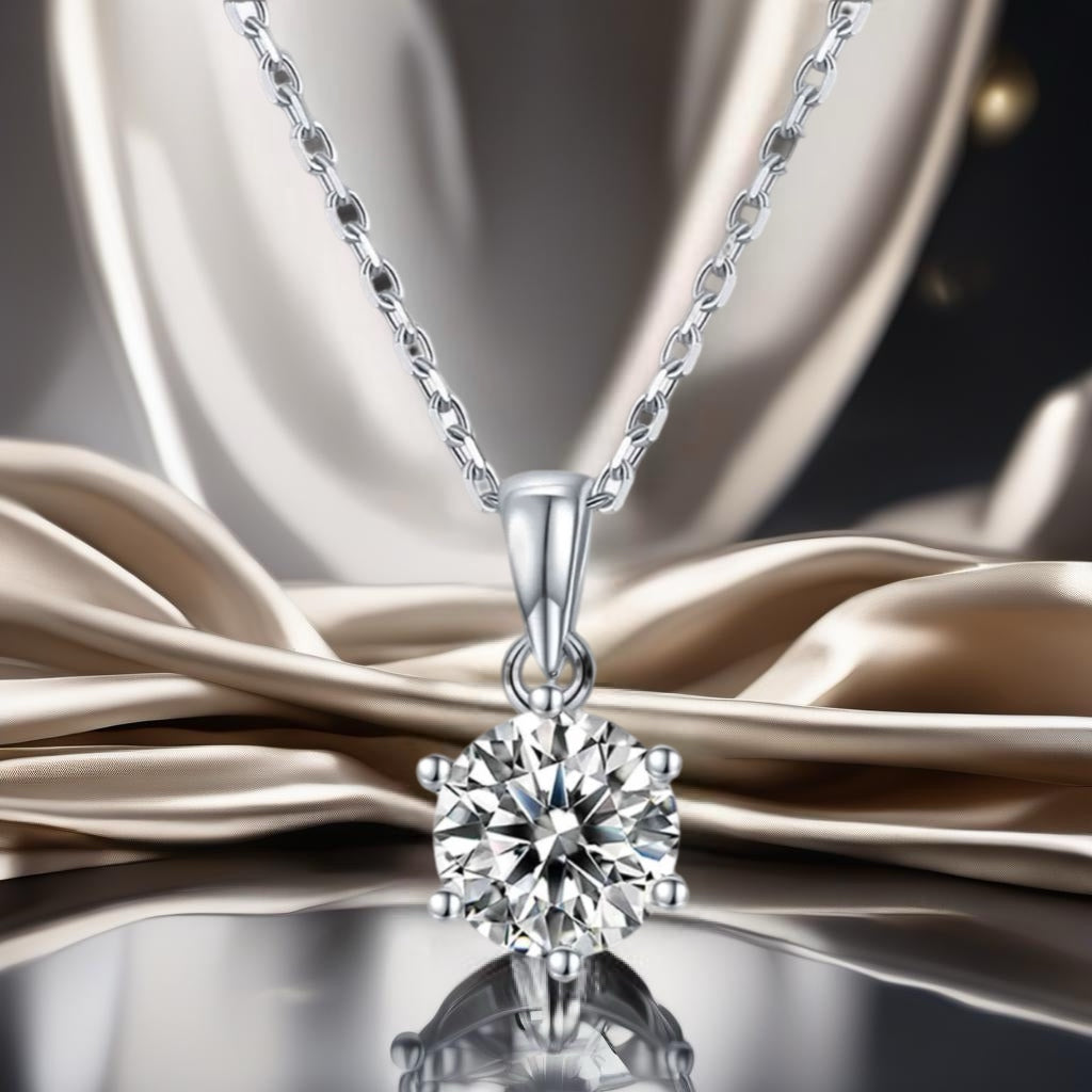 1 Carat Moissanite Sterling Silver Necklace