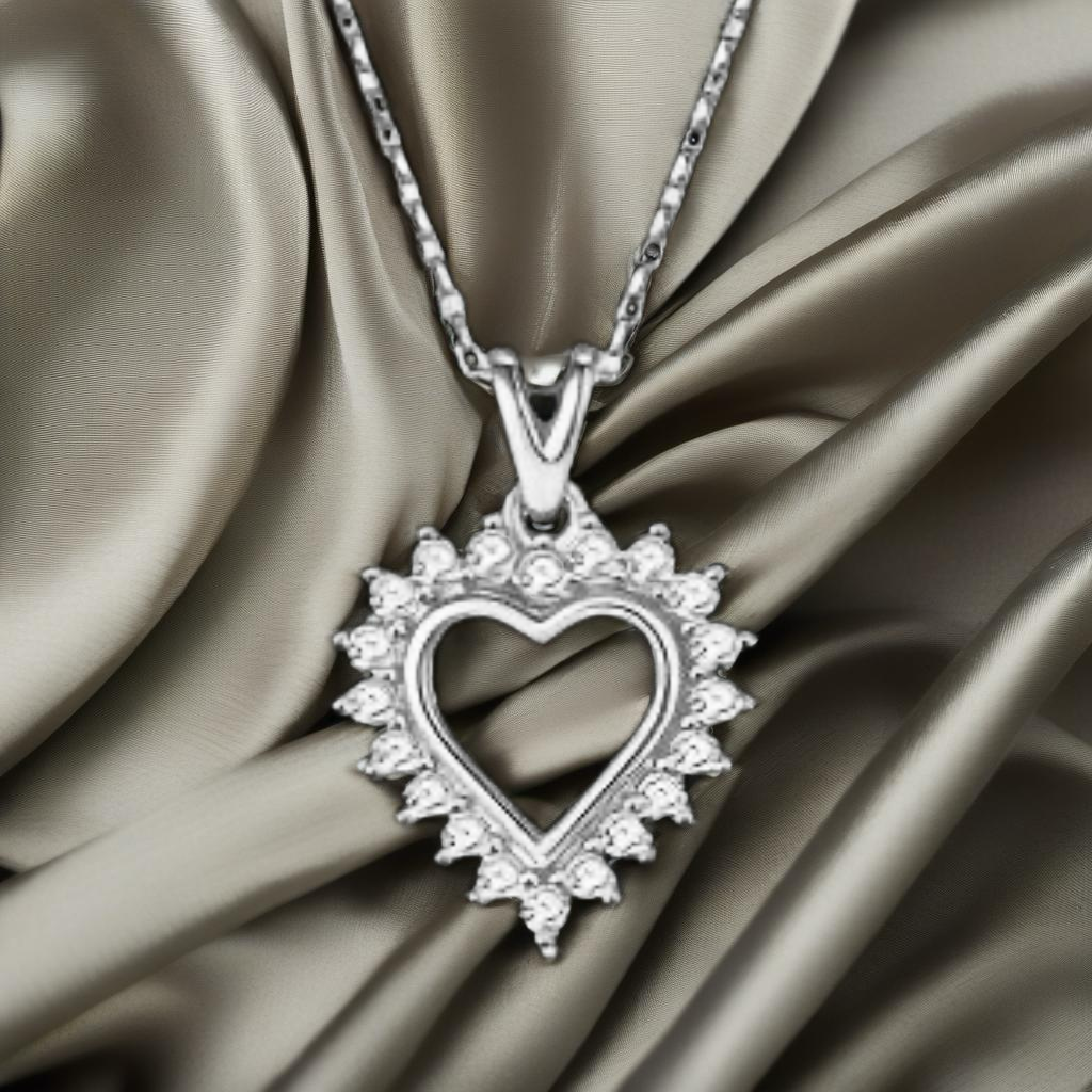 Moissanite Sterling Silver Heart Necklace