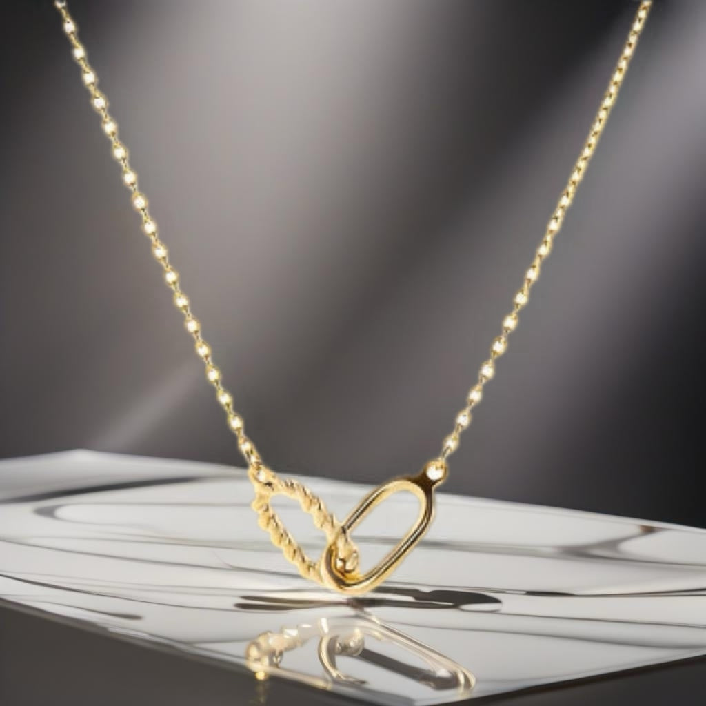 Interlocked Gold Titanium Steel Necklace