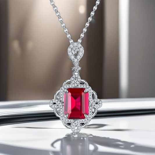 Sterling Silver Ruby Necklace