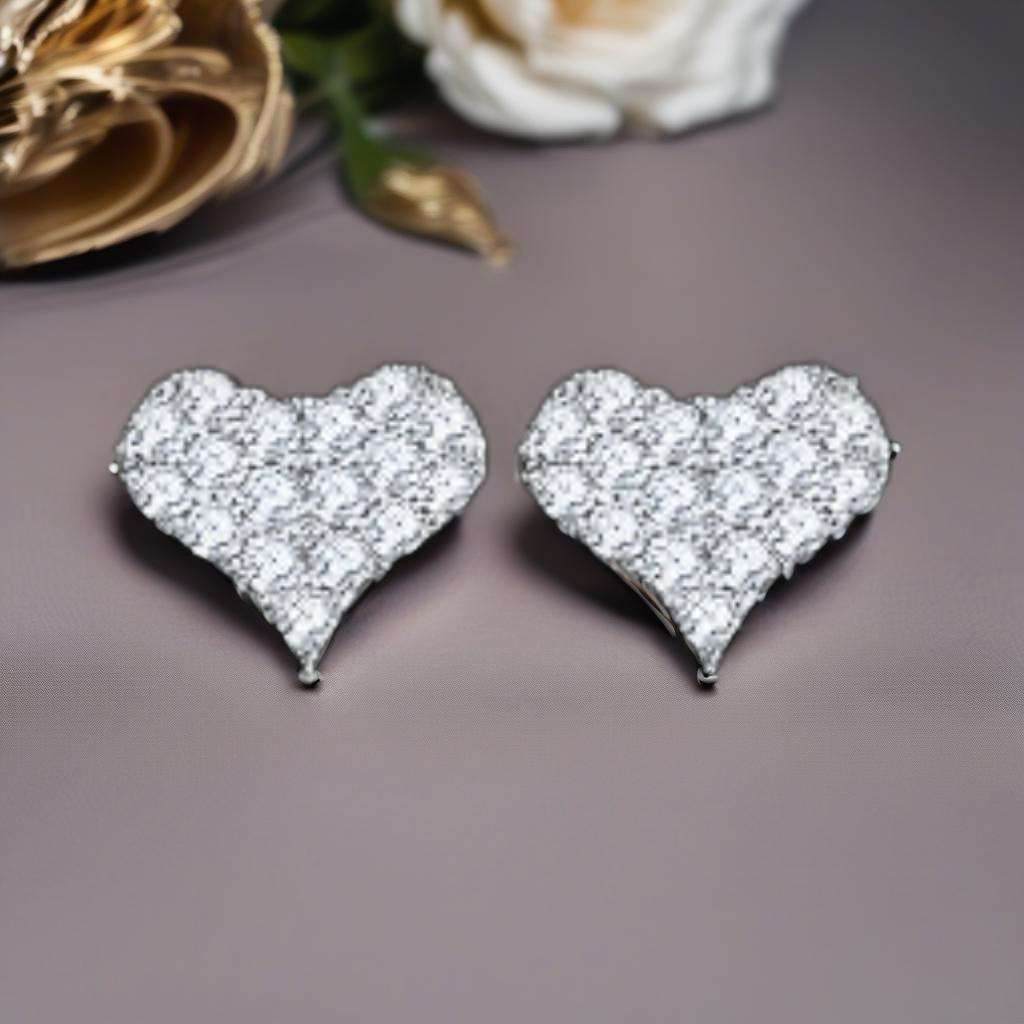 Moissanite Sterling Silver Heart Stud Earrings