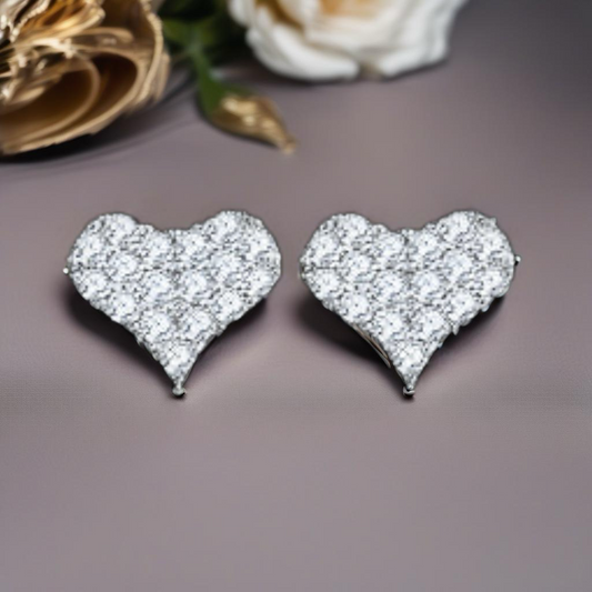 Moissanite Sterling Silver Heart Stud Earrings