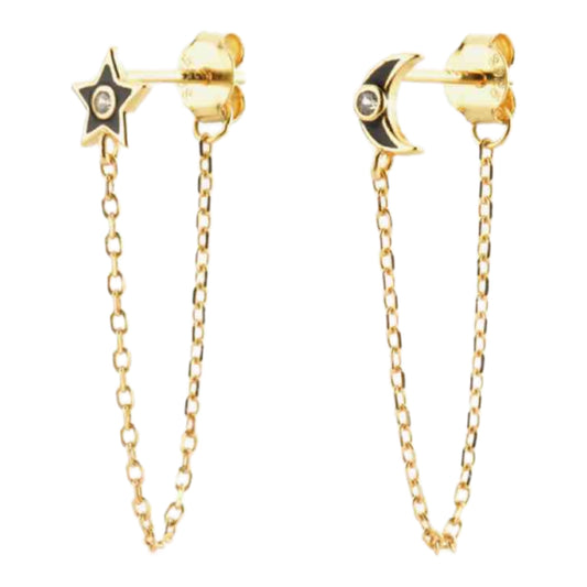 Star & Moon Gold Earrings