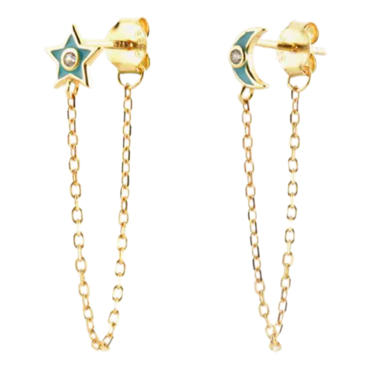 Star & Moon Gold Earrings