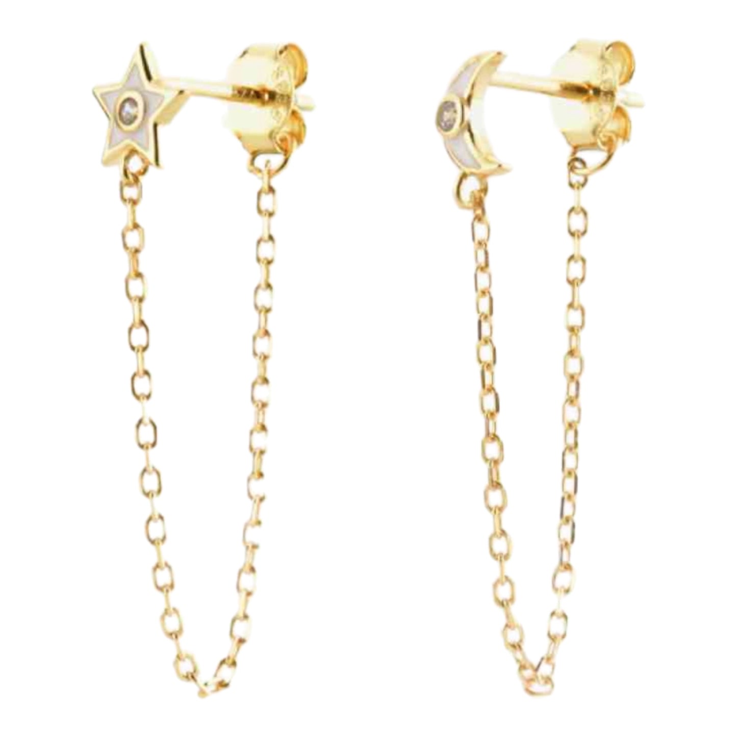 Star & Moon Gold Earrings