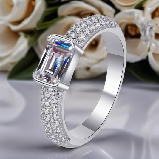 Moissanite Sterling Silver Ring