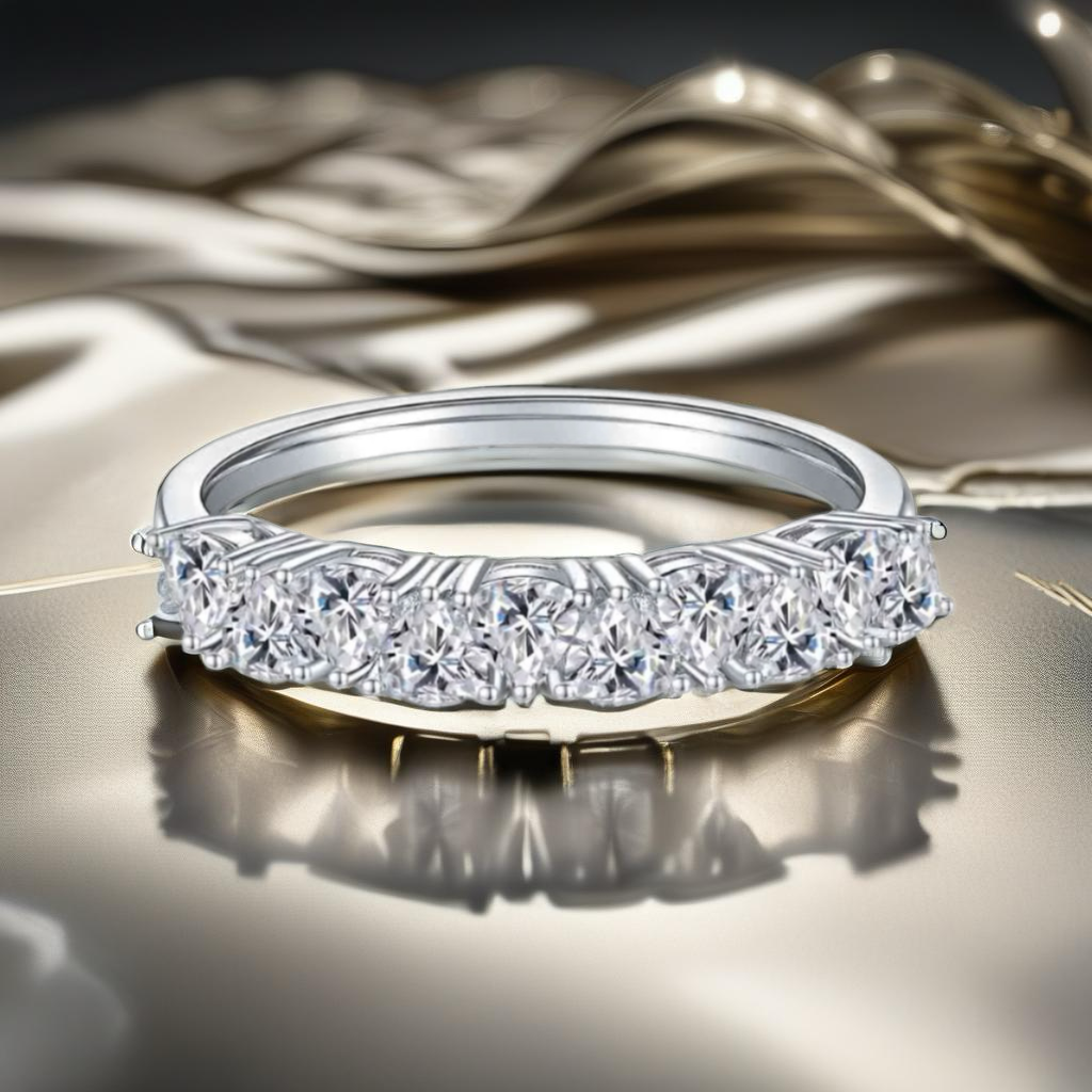 1 Carat Moissanite Sterling Silver Half-Eternity Ring