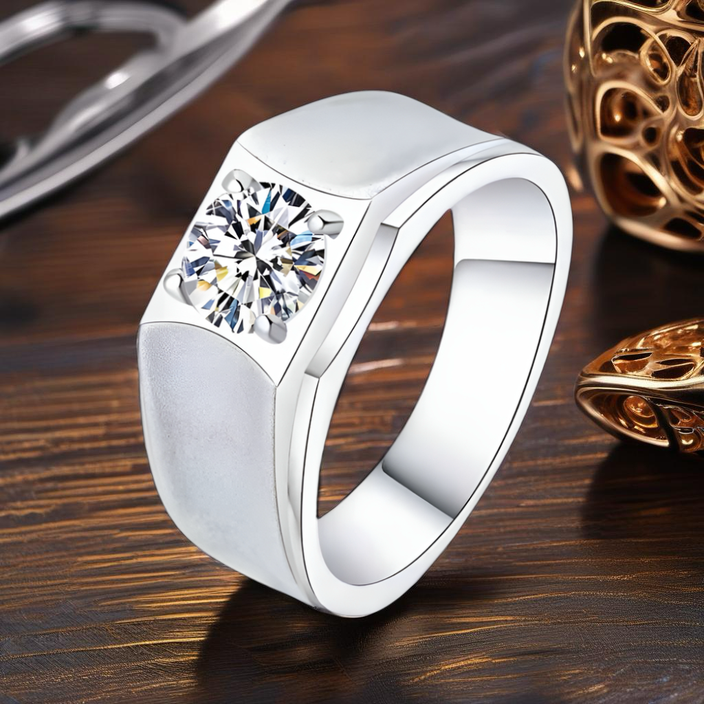 1 Carat Moissanite Sterling Silver Ring