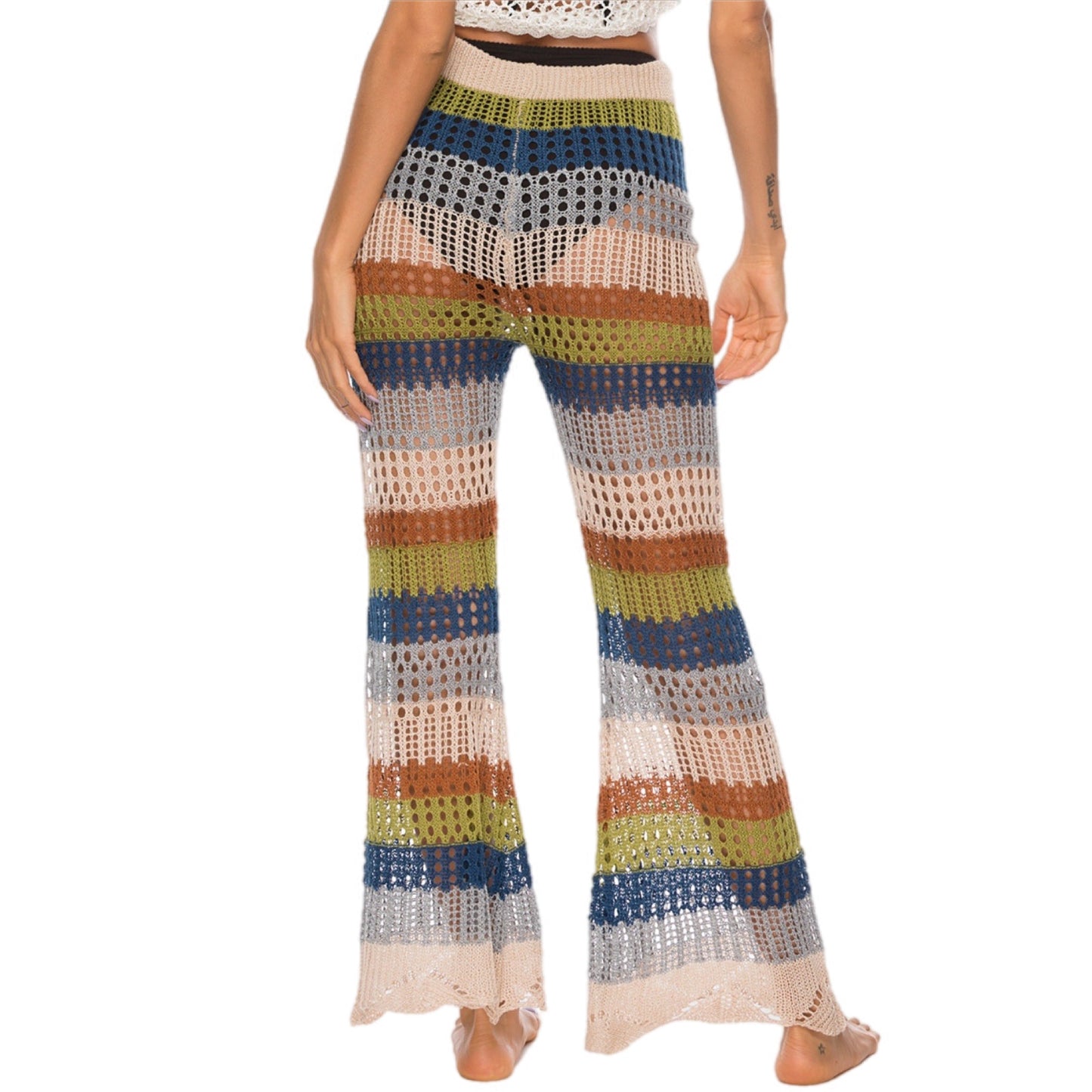 Boho Crochet Knit Drawstring Swim Pants