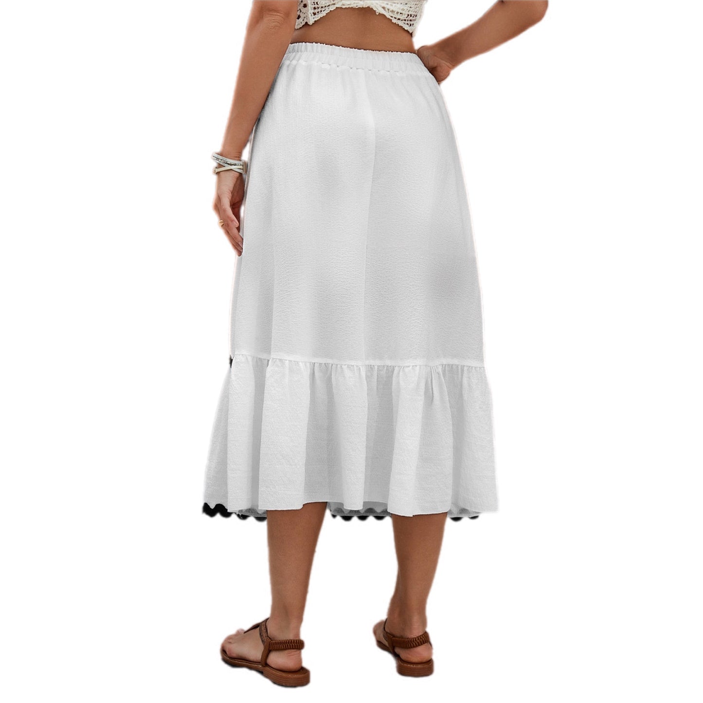 Bohemian Contrast Trim Maxi Skirt