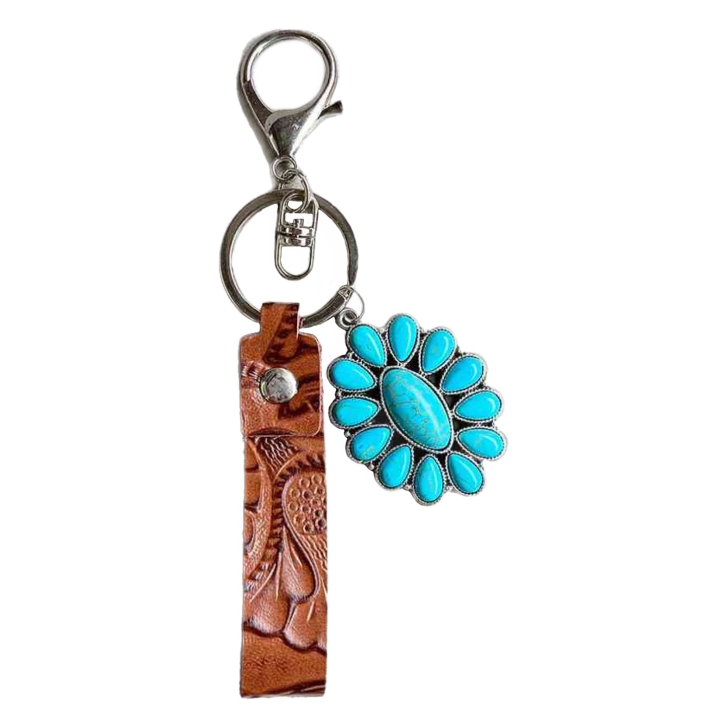 Turquoise Genuine Leather Keychain